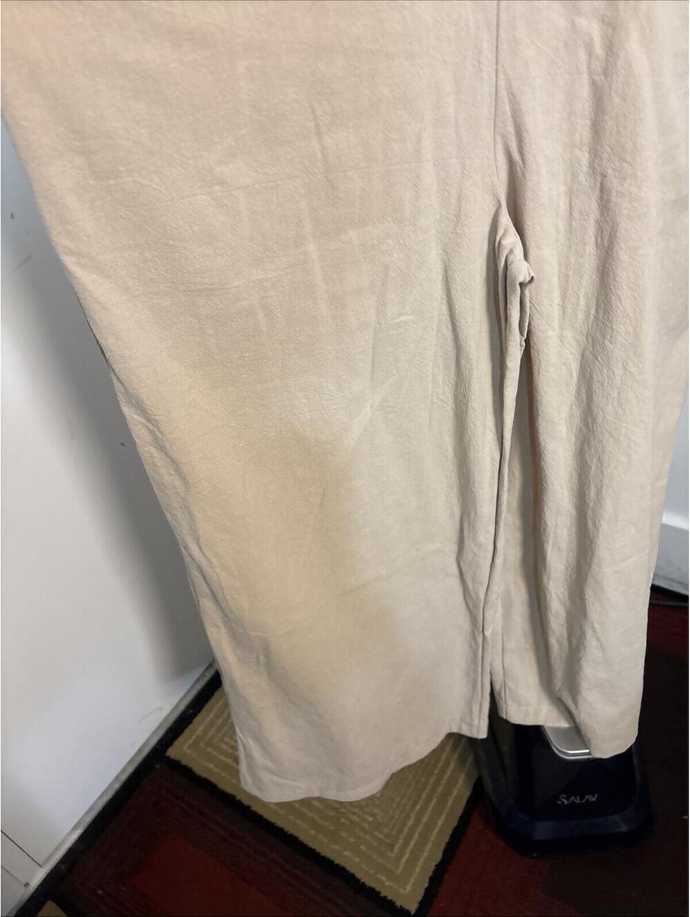 Hippy Boho Jumpsuit Oversized Wide Leg Large Pockets Lightweight‎ Buttons Beige